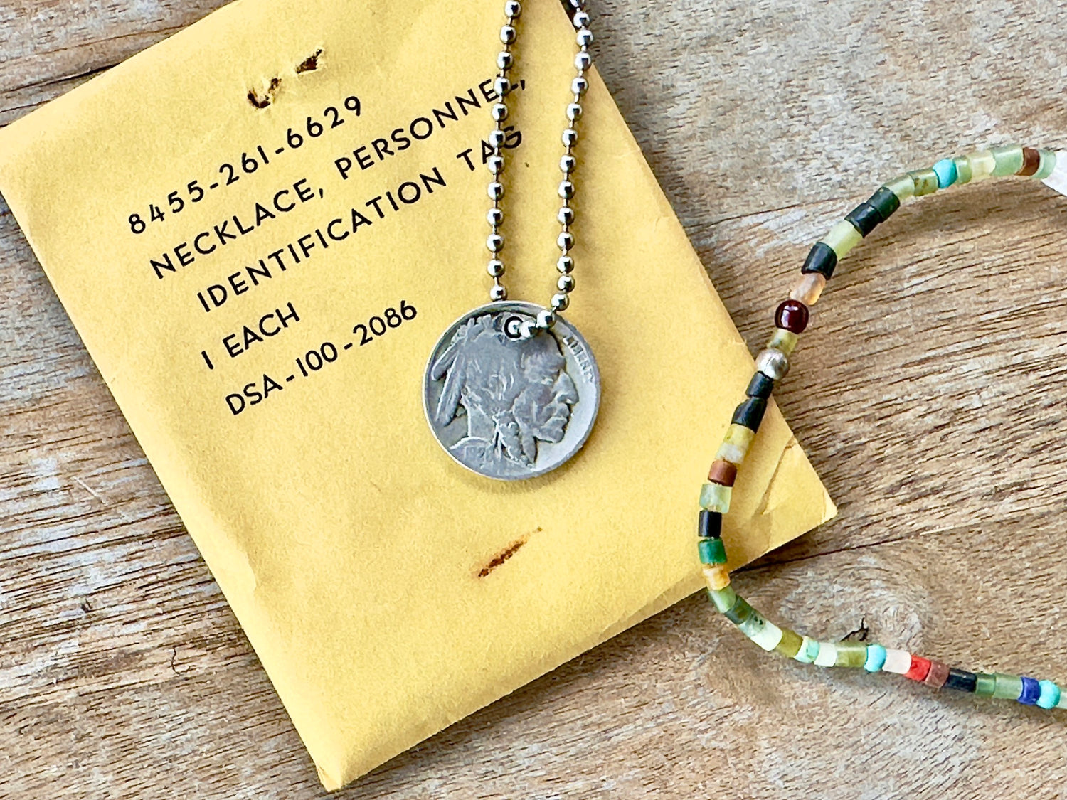 Buffalo Nickel Necklace w/ Vintage Military Chain by Jovi Soul-Dasher Watch Co.