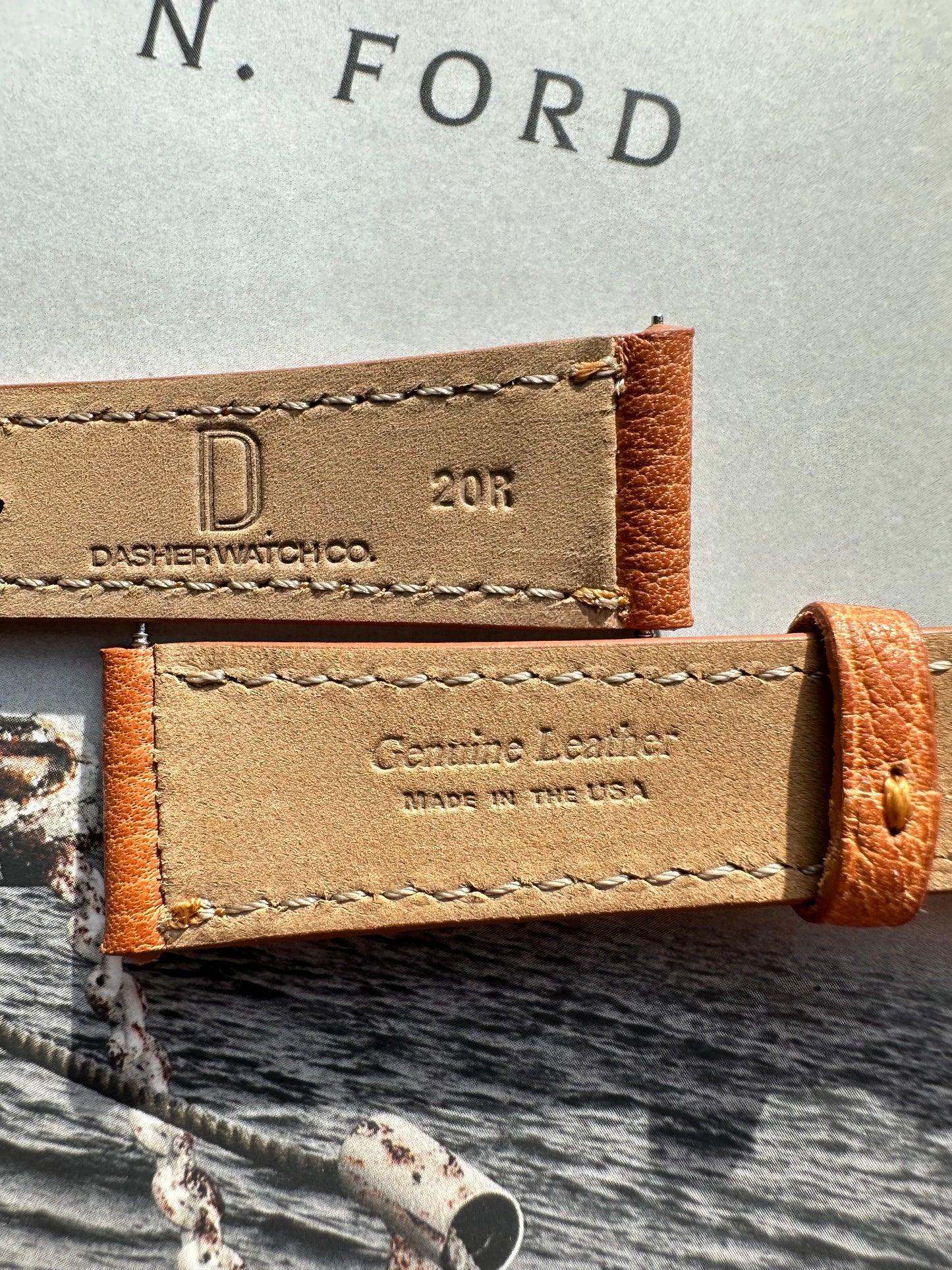 Dasher Watch Co. 20mm Tan Leather Strap Made in the USA-Dasher Watch Co.